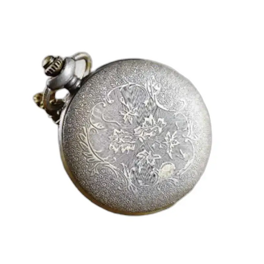 Elegante orologio con collana con pendente della dea rossa con disegno floreale in argento