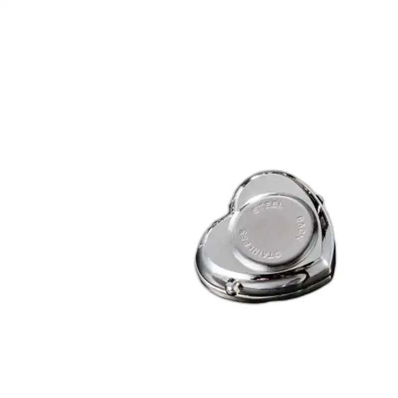 COLLANA OROLOGIO compatta in argento a forma di cuore con diamanti rosa