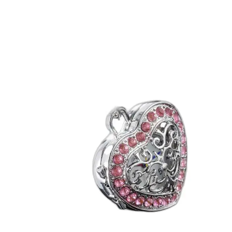 Ciondolo cuore in argento con diamanti rosa, perfetto per un elegante orologio da collana