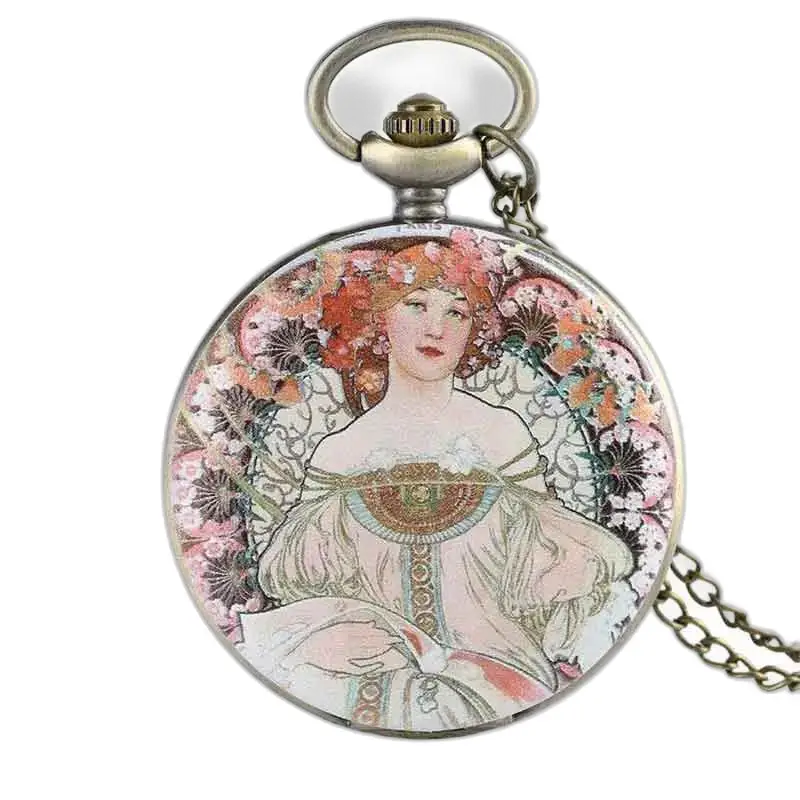 Orologio Collana Con Ciondolo Fiore Con Quadrante Trasparente Elegante Stile Art Nouveau
