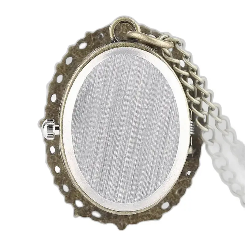 Orologio con collana con pendente Ghiaccio e Fuoco in bronzo con pendolo vintage di forma ovale