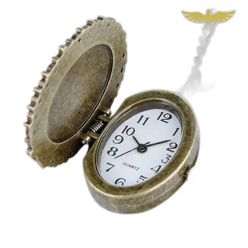 Orologio con collana con ciondolo in bronzo Ghiaccio e fuoco con orologio da tasca antico da infermiera