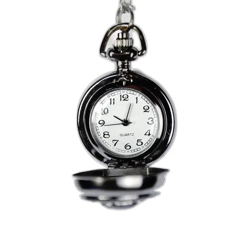 Orologio da collana in acciaio inossidabile con movimento al quarzo e coperchio aperto