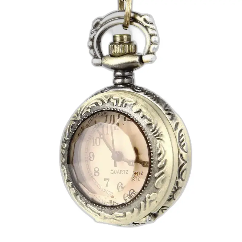 Orologio vintage con collana e ciondolo in bronzo dal raffinato design da orologio da tasca