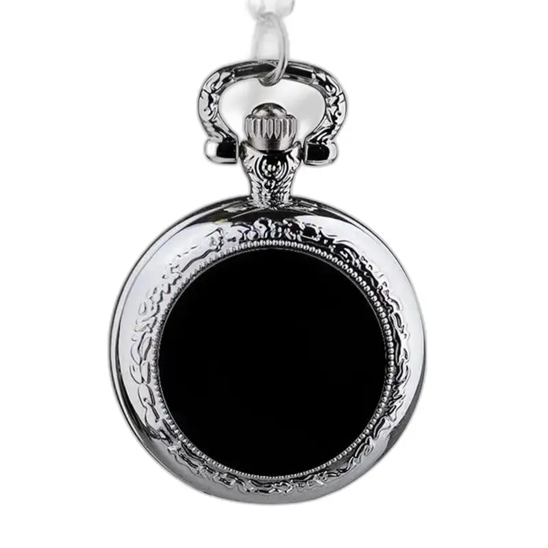 Orologio da collana personalizzato per uomo e donna con orologio da tasca argento e quadrante nero