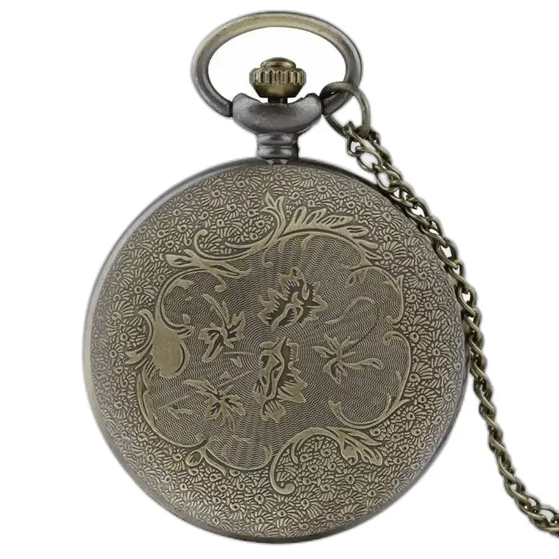 Orologio vintage con collana di piume in bronzo, elegante orologio in bronzo ornato