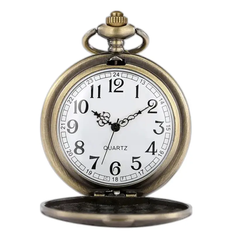 Orologio con collana al quarzo fantasia in bronzo con uno stile antico da tasca
