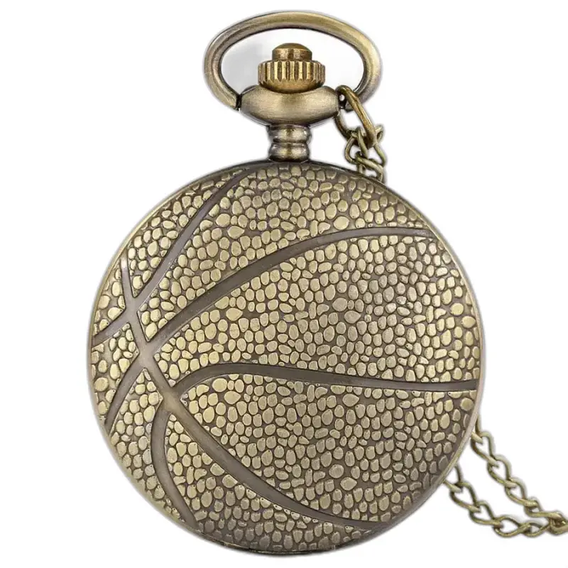 Orologio con collana al quarzo da basket in bronzo fantasia dal design elegante e sportivo