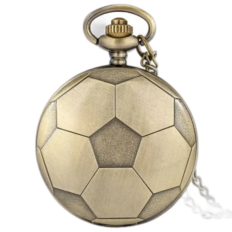 Orologio con collana al quarzo fantasia in bronzo con orologio a forma di pallone da calcio