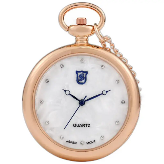 Orologio da donna moderno con collana al quarzo rosa con elegante orologio in oro rosa