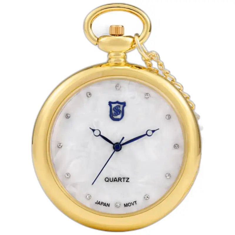Orologio da donna moderno con collana al quarzo rosa con orologio da collana in oro con quadrante bianco