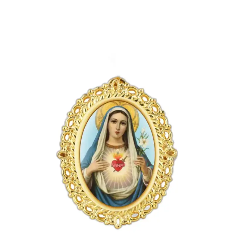 Immagine della Vergine Maria con un cuore per l'orologio vintage con collana al quarzo Mary