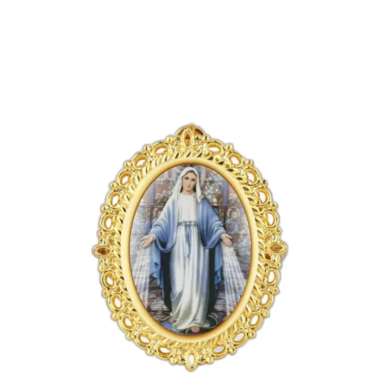 Ritratto della Vergine Maria in cornice dorata per orologio vintage con collana al quarzo Marie