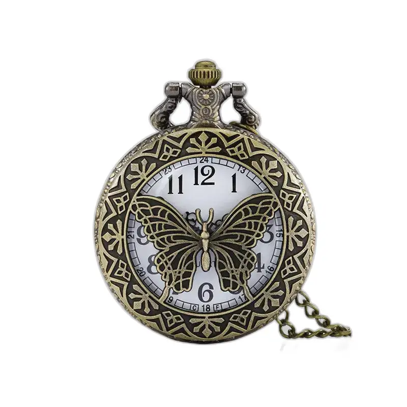 Orologio da donna con collana vintage al quarzo a farfalla con elegante motivo a farfalla