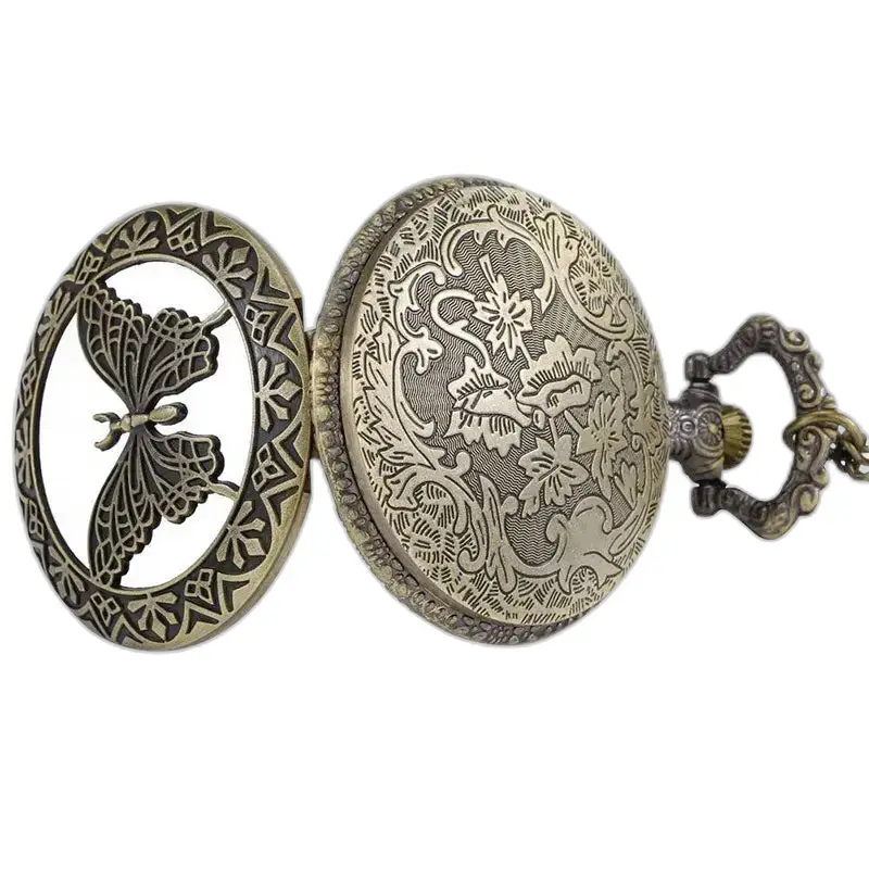 Orologio da donna vintage con collana al quarzo a farfalla con un design a farfalla ornato