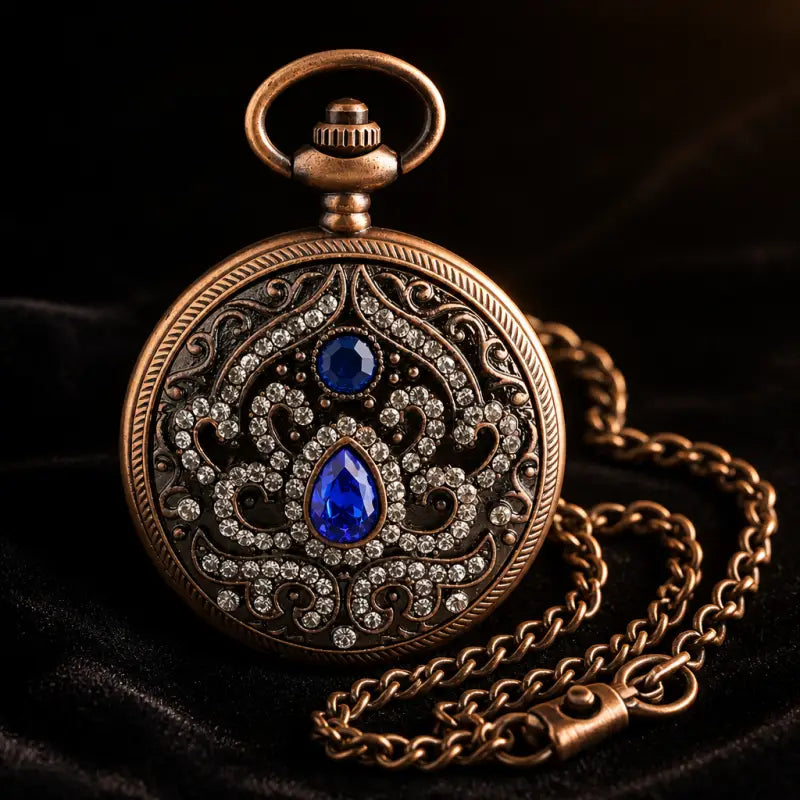 Orologio da Tasca al Quarzo con Pietre Blu da Donna - Univers Gousset