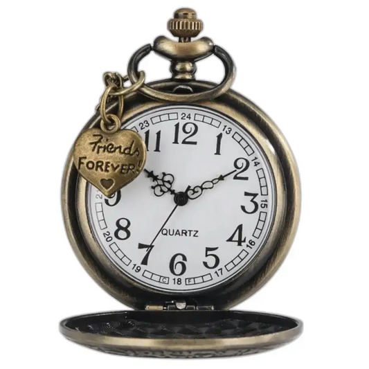 Orologio con collana al quarzo Retro Heart in bronzo con pendente a forma di cuore