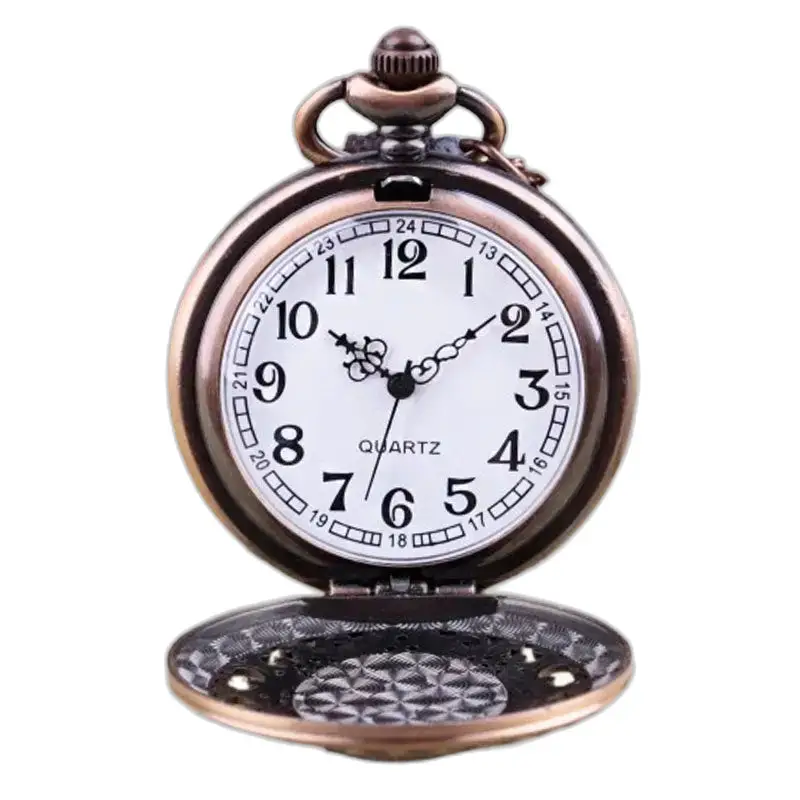 Orologio da donna vintage con collana al quarzo in bronzo con orologio con collana aperta in rame