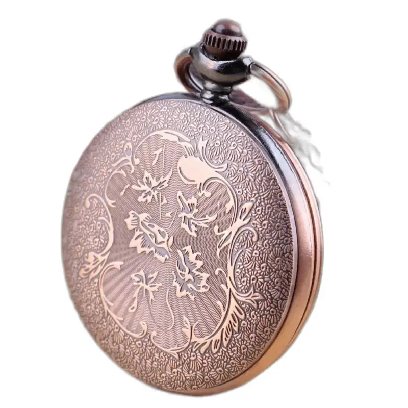 Orologio da collana al quarzo da donna vintage in bronzo con elegante orologio da collana in bronzo