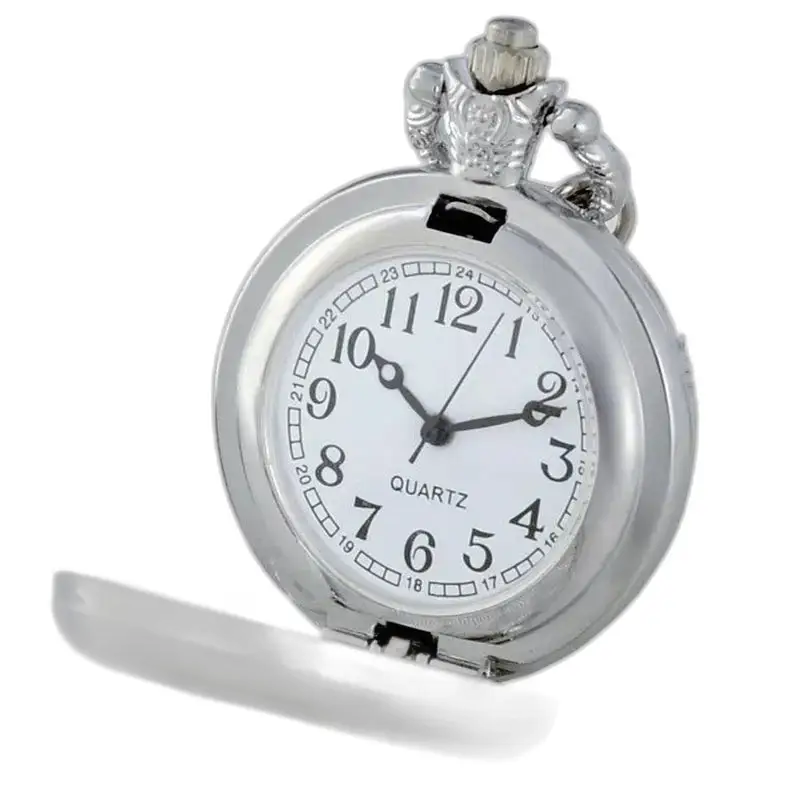 Orologio vintage con collana Queen Bee e orologio da tasca in argento con quadrante aperto