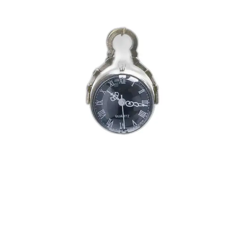 Orologio da collana retrò in argento con un elegante quadrante nero da donna