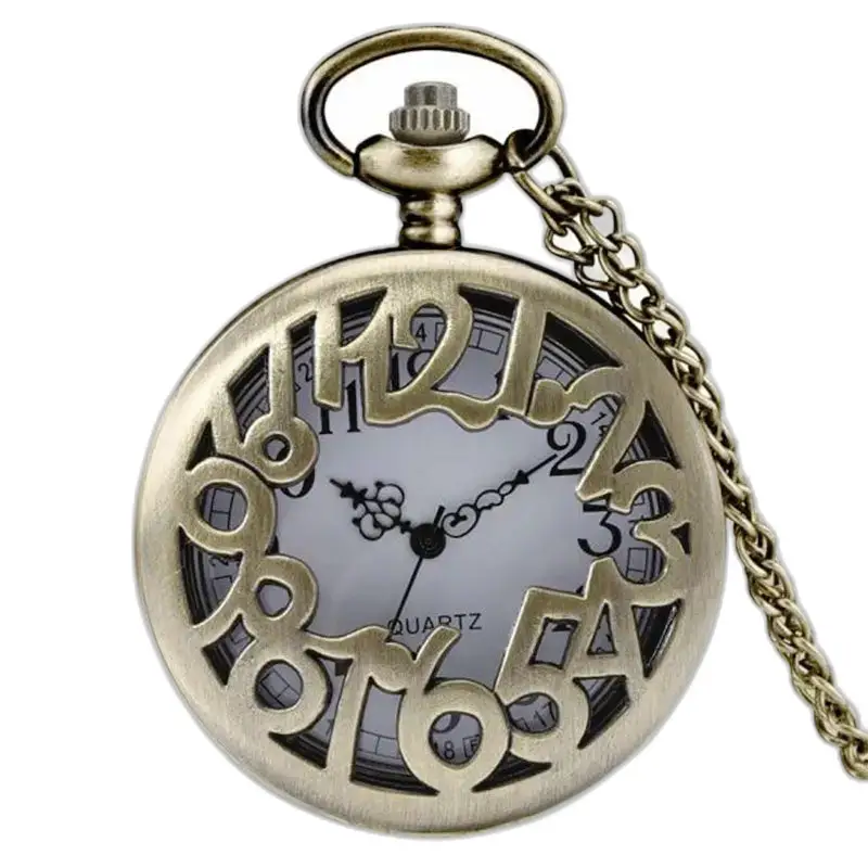 Orologio da collana da donna retrò con orologio in bronzo ed elegante catena vintage