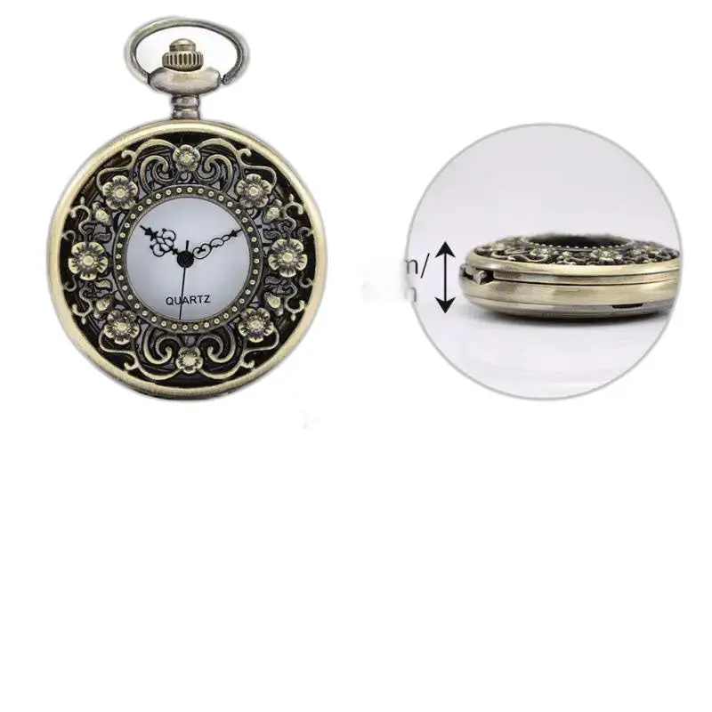 Orologio collana Retro Fleur Vintage in bronzo decorato con dettagli eleganti
