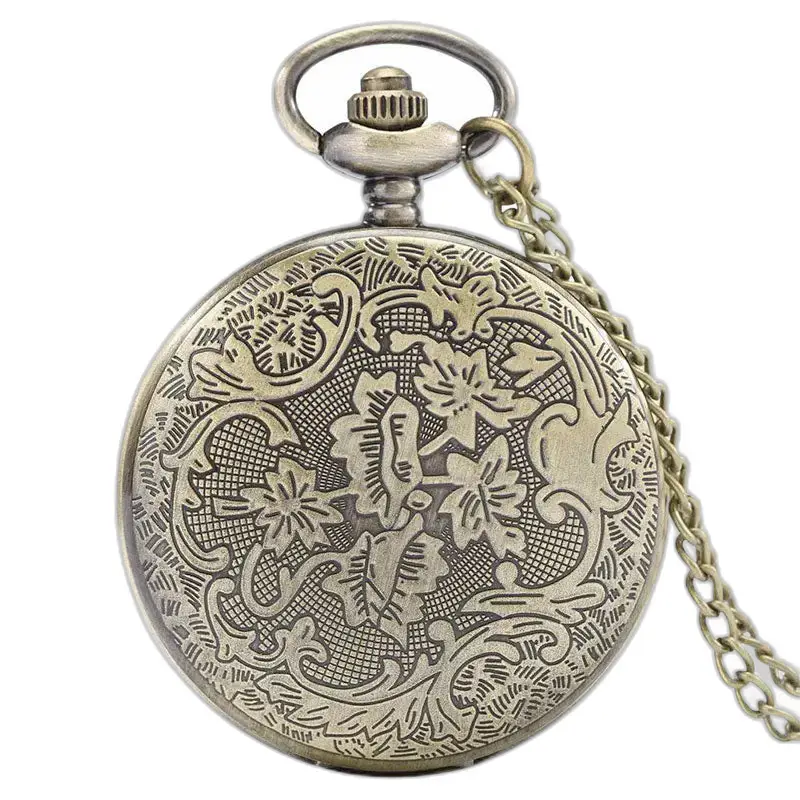 Orologio da donna con collana in bronzo vintage retrò con movimento al quarzo e design ornato