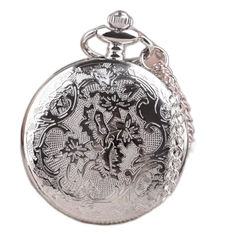 Montre Collier Romantic avec une montre de poche en argent gravée florale