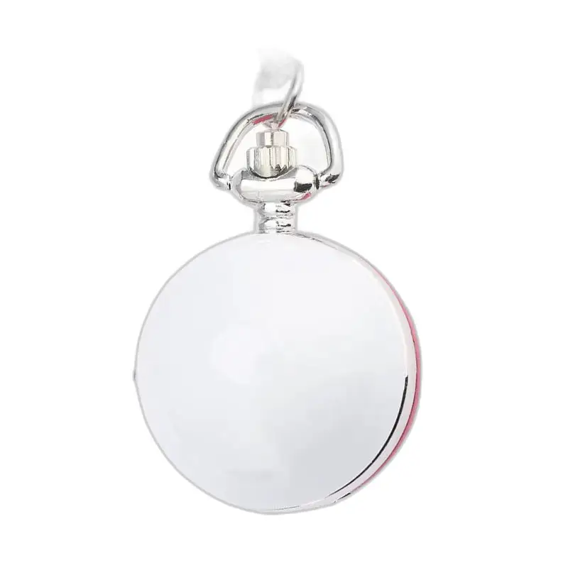 Orologio con collana rotonda rossa e bianca con orologio da tasca in argento
