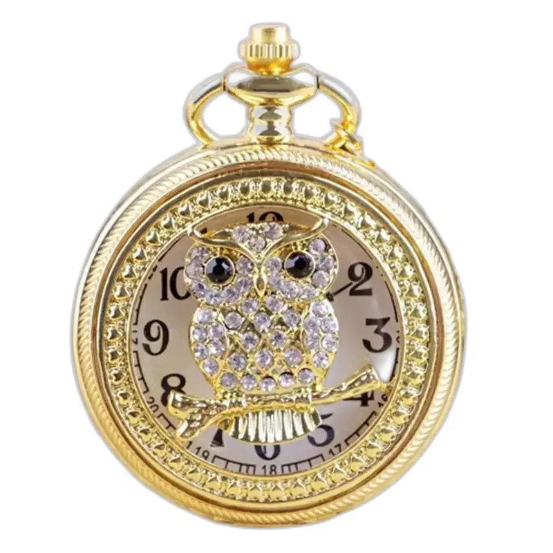 Orologio da donna con collana rosa vintage Pretty Owls con orologio con collana in oro con gufo