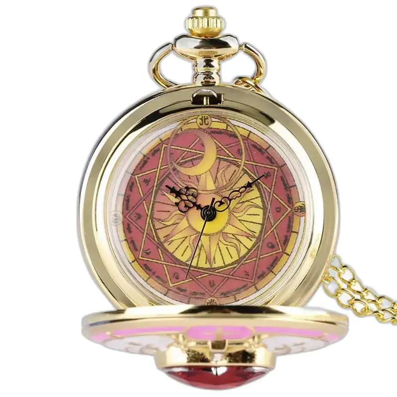 Orologio vintage con collana Sakura con orologio in oro e design celeste