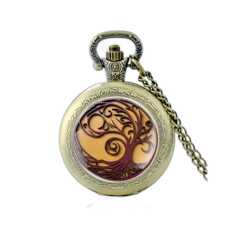 Orologio vintage con collana albero della vita e design ad albero in bronzo