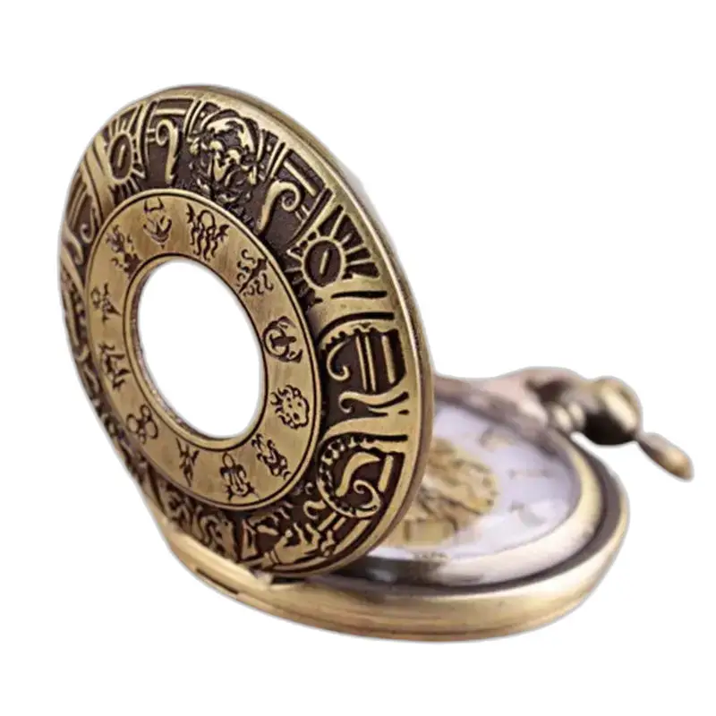 Orologio con collana vintage con numeri romani, elegante orologio in bronzo decorato