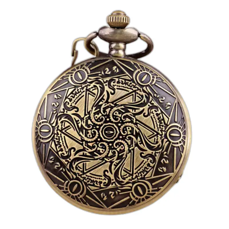 Orologio con collana vintage con numeri romani e orologio in bronzo decorato