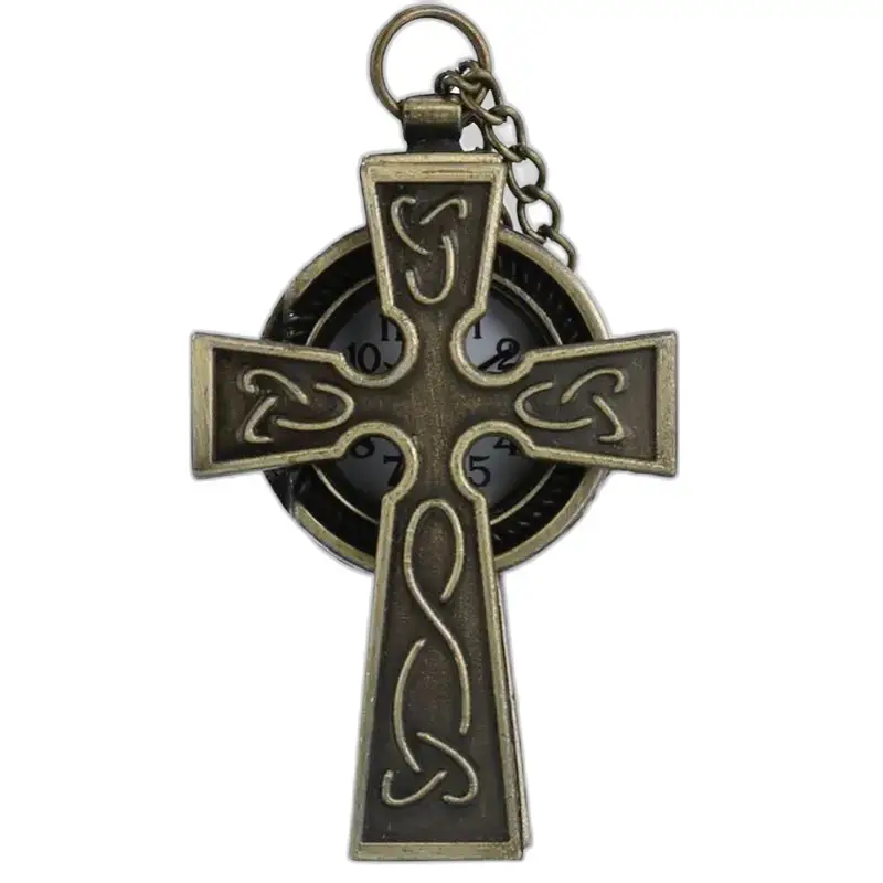 Orologio vintage con collana a croce in bronzo con motivo a croce celtica