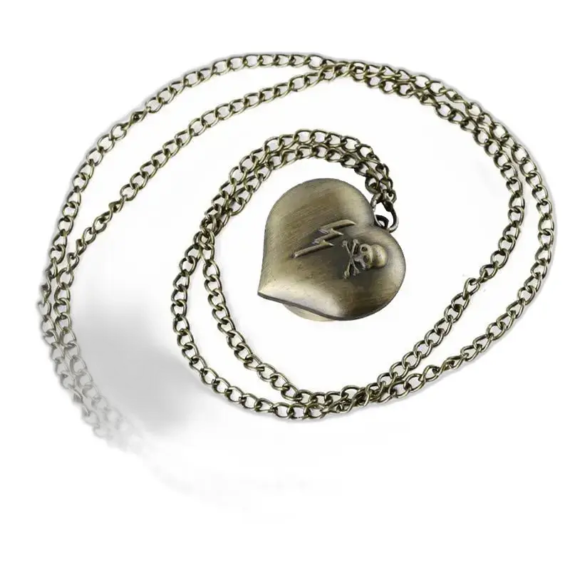 Collana vintage con cuore in bronzo con focolare elettrico, elegante e romantica