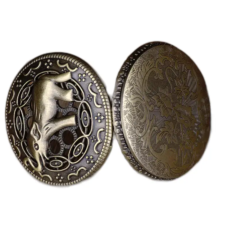 Orologio vintage con collana a forma di elefante con quadrante bianco e una bellissima finitura in bronzo