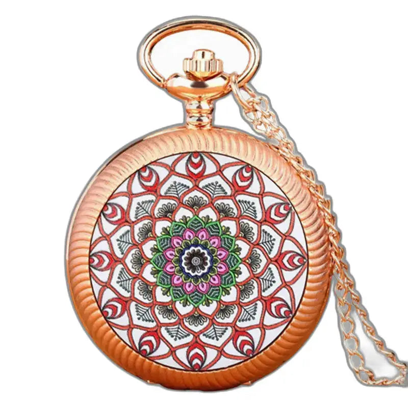 Orologio vintage con collana Fleur Vertes in bronzo con display analogico e catena decorata