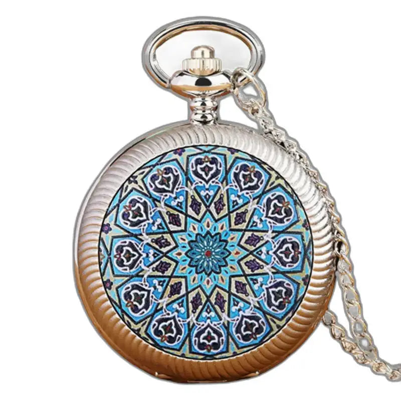 Orologio vintage con collana Fleur Vertes in bronzo con display analogico e motivo argento