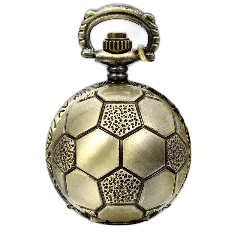 Orologio vintage con collana in bronzo da calcio con raffinato pallone da calcio