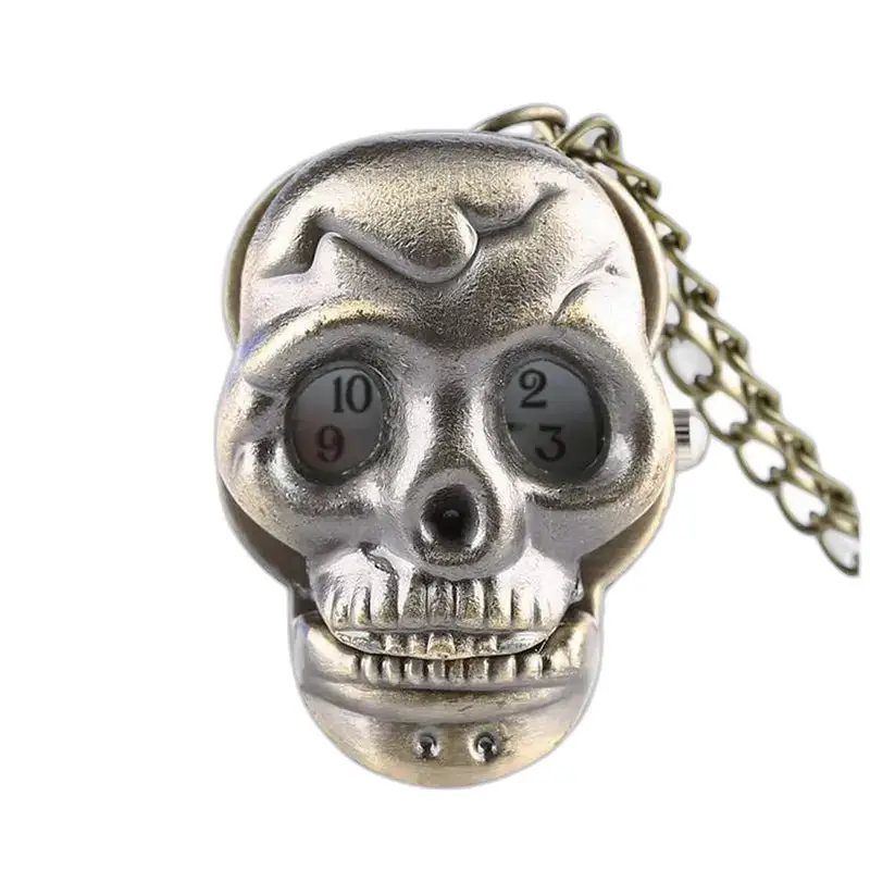 Orologio con collana vintage con teschio gotico e catena per uomo e donna