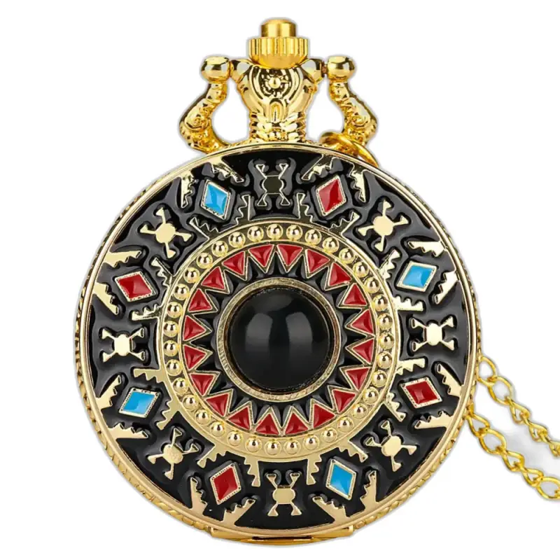 Orologio vintage con collana Marilyne Monroe e orologio da tasca decorato in oro e nero
