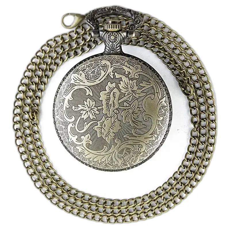 Orologio da collana da uomo vintage al quarzo da donna con catena in bronzo ornato