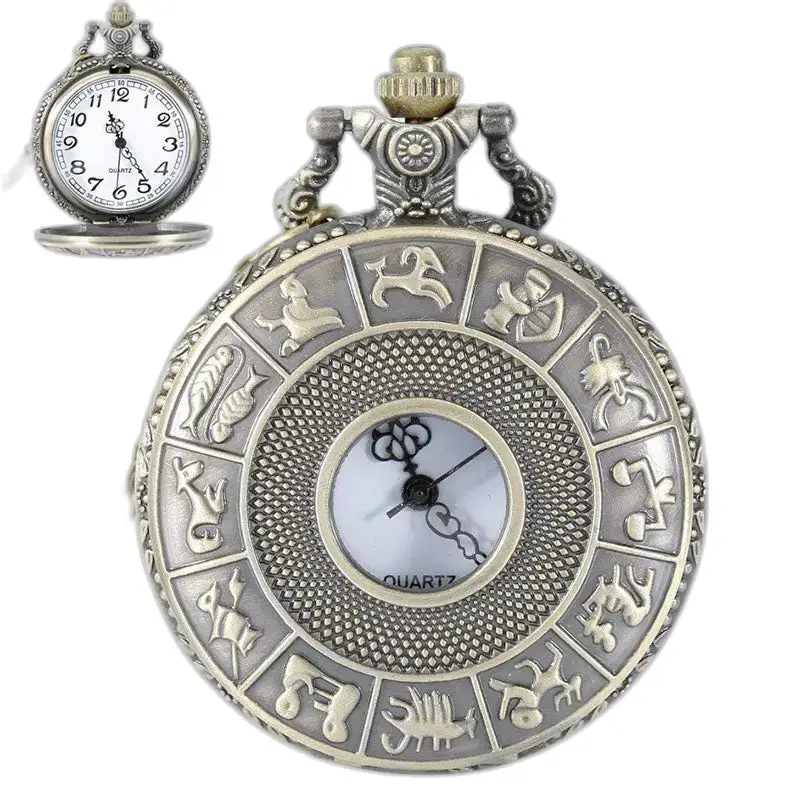 Orologio vintage con collana al quarzo dello zodiaco cinese con elegante tema astrologico