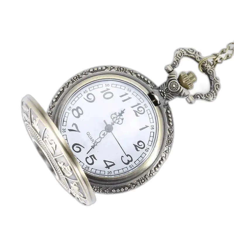 Orologio vintage con collana al quarzo dello zodiaco cinese ed elegante orologio da tasca in argento