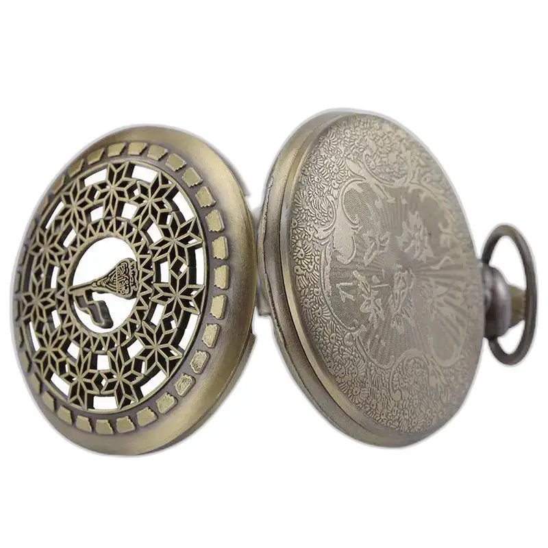 Orologio da tasca in bronzo decorato in un bellissimo orologio con collana di fiori vintage retrò