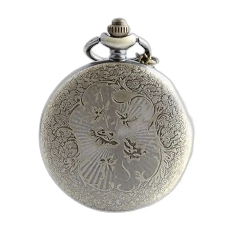 Orologio vintage con collana automatica Roi Soleil con disegno floreale in argento