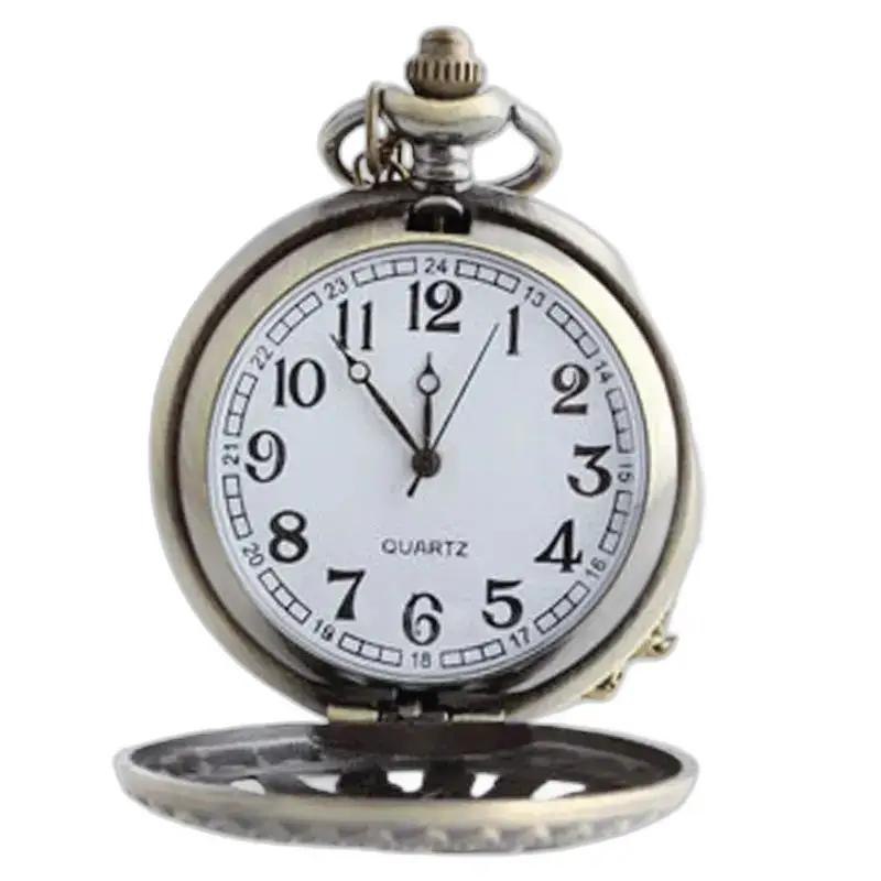 Orologio vintage con collana in bronzo automatico Sun King con orologio da tasca antico aperto