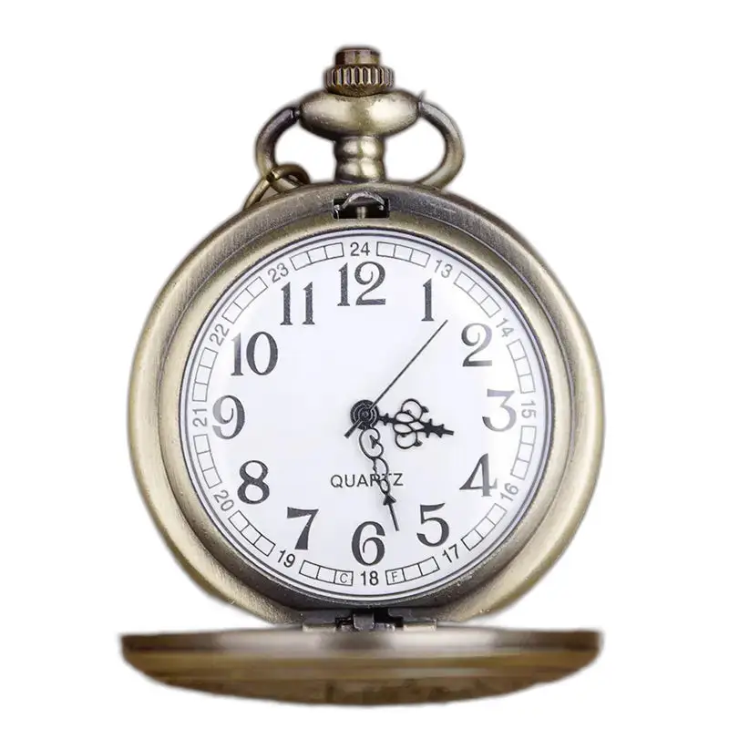 Orologio vintage Teddy Collier, orologio da tasca antico con quadrante bianco e cassa in bronzo